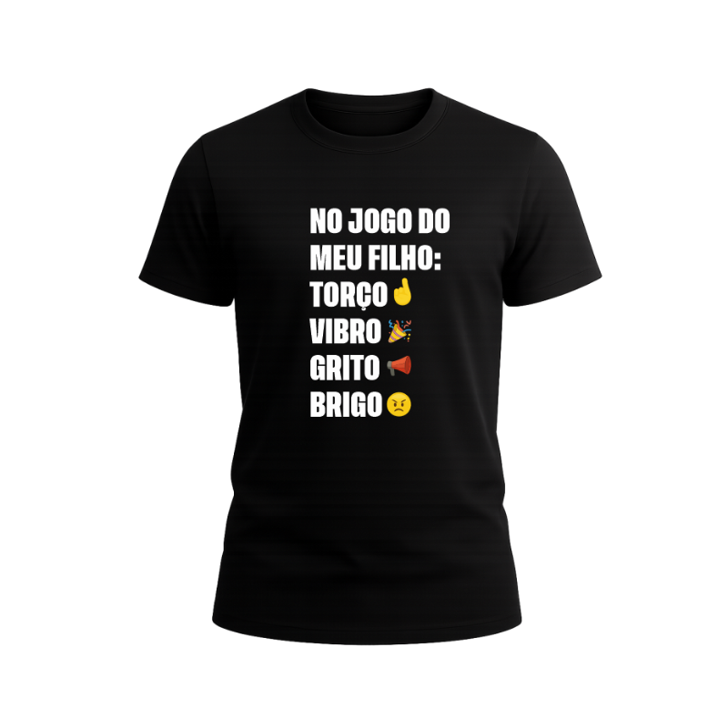 Camiseta “No Jogo do Meu Filho Eu…” – Paixão de arquibancada em cada detalhe!